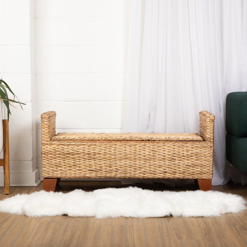 Indoor wicker storage bench hotsell